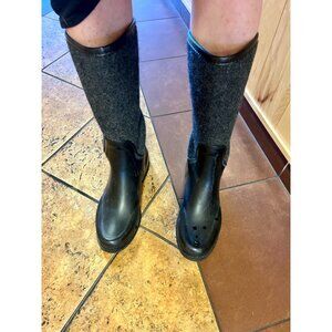 New DAV Austin Women's Black Rain Boots Snake Print Size 8